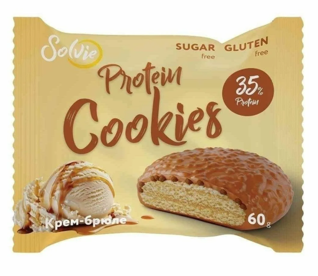 Печенье протеиновое PROTEIN COOKIES 60гр Крем брюле/молочная карамель 1/8 шт