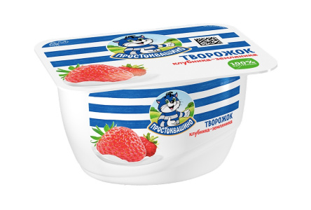 Продукт творожный ПРОСТОКВАШИНО 110гр 3,6%  Клубника/земляника 1/8шт Продукт без заменителя молочног