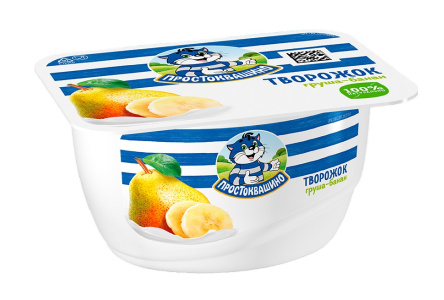 Продукт творожный ПРОСТОКВАШИНО 110гр 3,6%  Груша/банан 1/8шт Продукт без заменителя молочного жира