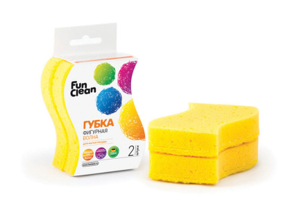 Губка д/посуды FUN CLEAN 2шт Фигурная волна 1/35шт