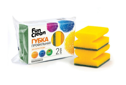 Губка д/посуды FUN CLEAN 2шт Профильная 64