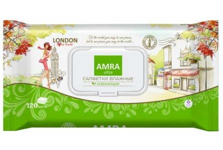 Салфетки влажные AMRA travel 120шт London 1/6шт