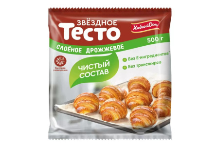 Тесто слоеное ЗВЕЗДНОЕ 500гр Дрож 1/16шт