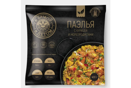 Заморож И ЗИМОЙ И ЛЕТОМ 400гр Паэлья с курицей и морепродуктами 1/10шт