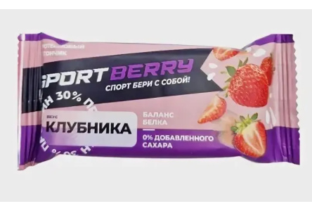 Батончик протеинновый SPORTBERRY 40гр Клубника 1/20шт