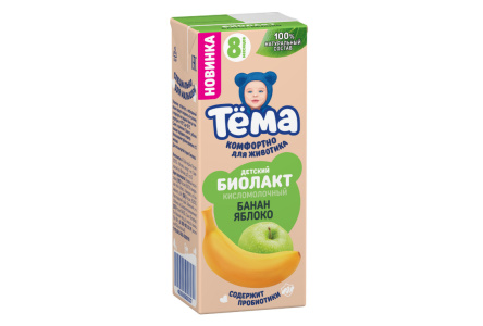 Напиток кисломолочный ТЕМА 210гр 3,0% Биолакт Банан/Яблокос 8 месяцев 1/6шт БЗМЖ