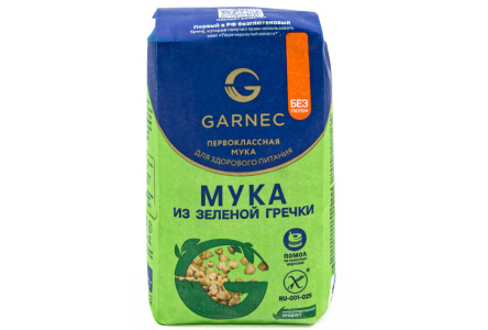 Мука GARNEC 500гр из зеленой гречки 1/6шт