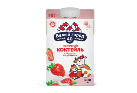 Коктейль БЕЛЫЙ ГОРОД мол  500гр Клубника 1,5% 1/12