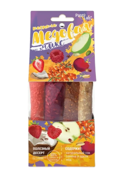 Пастила медовая PASTILAB 70гр Микс с орехами и семенами м/у 1/20шт