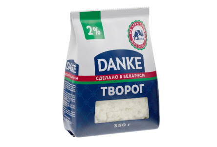 Творог DANKE 350гр 2% Рассыпчатый 1/6шт Беларусь БЗМЖ