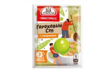 Суп ТРАПЕЗА ЭКСПРЕСС 20гр Гороховый с сухариками 1/25шт