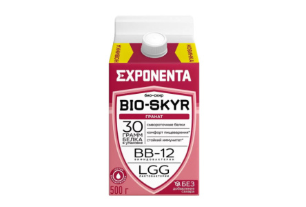 Напиток кисломолочный EXPONENTA BIO SKYR 500гр 3в1 Гранат 1/6шт Беларусь БЗМЖ