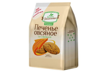 Печенье БАЛАНС ДОЛГОЛЕТИЯ 340гр Овсяное со стевией 1/15шт