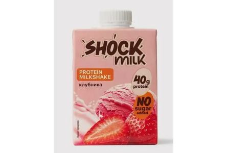 Коктейль белковый SHOCK 480мл Клубника 1/12шт