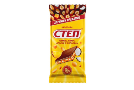 Шоколад СЛАВЯНКА 85гр Степ ананас/кокос/арахис/карамель молочный 1/15шт