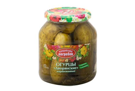 Огурцы ВАЛДАЙСКИЙ ПОГРЕБОК 650гр/720мл Дворянские маринованные укроп/чеснок ст/б 1/8шт