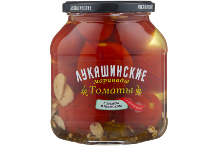 Томаты ЛУКАШИНСКИЕ 670гр По-деревенски с хреном и чесноком ст/б 1/6шт