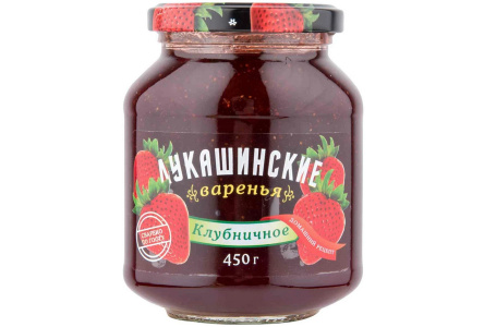 Варенье ЛУКАШИНСКИЕ 450гр Клубничное ст/б 1/6шт