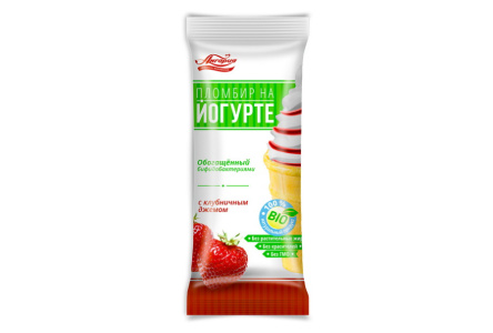 Мороженое АНГАРИЯ 85гр Пломбир на йогурте клубничный джем ваф/ст 1/20шт