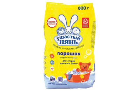 Порошок стиральный УШАСТЫЙ НЯНЬ 800г Детский д/всех типов стирки 1/16шт