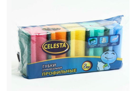 Губки д/посуды CELESTA профильная 5 шт 1/12шт