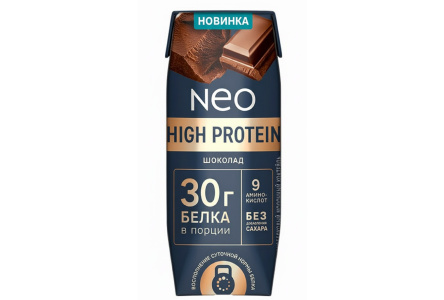 Коктейль молочный NEO 260гр Шоколад т/п 1/18шт БЗМЖ