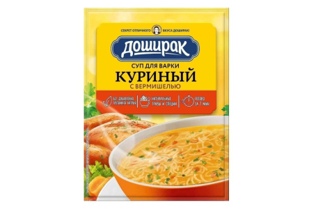 Суп ДОШИРАК 62гр Куриный с вермишелью 1/24шт