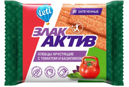 Хлебцы хрустящие ЗЛАК АКТИВ 60гр Томат/базилик запеченные 1/22шт