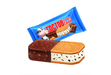 Мороженое ГОСТОВский 90гр Сэндвич с шоколадной крошкой 1/36шт БЗМЖ