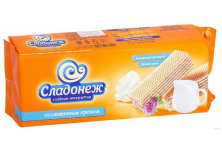 Вафли СЛАДОНЕЖ 270гр Со сливочным кремом 1/16шт