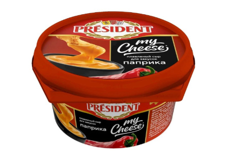 Сыр плавленый PRESIDENT 125гр 53% Паприка стакан 1/6шт