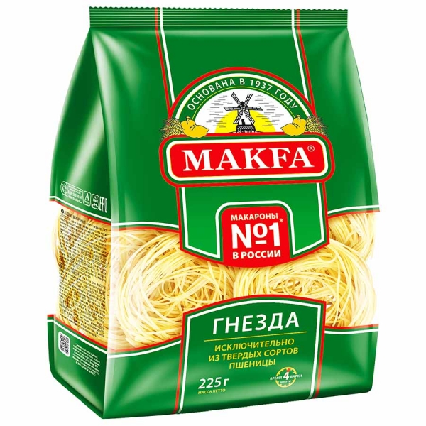 Макаронные изделия МАКФА 225гр Тальятелле лапша гнезда 1/18шт