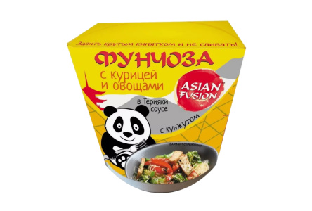 Суп-лапша ASIAN FUSION 68гр Фунчоза с курицей и овощами в японском соусе с кунжутом 1/8шт