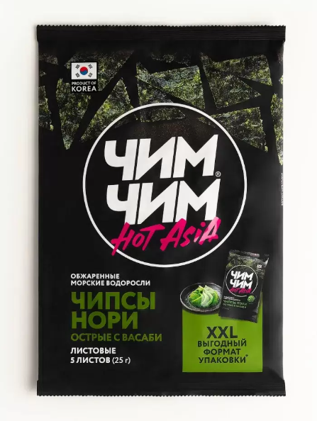 Чипсы нори ЧИМ-ЧИМ 25гр Острые с васаби 1/15шт