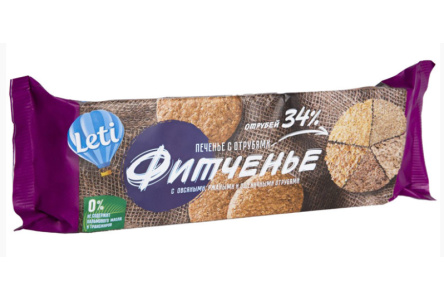 Печенье LETI 150гр Фитченье с отрубями 1/9шт