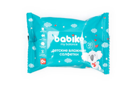 Салфетки влажные BABIKO 25шт My balance с пантенолом 1/36шт