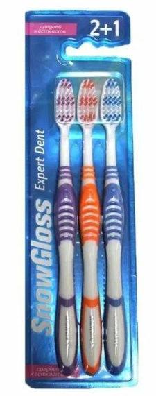 Щетка зубная SNOW GLOSS 3шт Expert Dent средняя 1/12шт