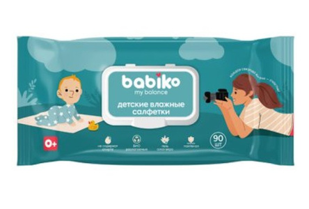 Салфетки влажные BABIKO 90шт My balance с пантенолом 1/22шт