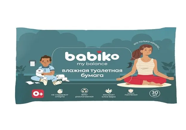 Бумага туалетная влажная BABIKO 30шт My balance 1/35шт