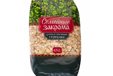 Хлопья СЕМЕЙНЫЕ ЗАКРОМА 450гр Геркулес овсяные м/у 1/12шт