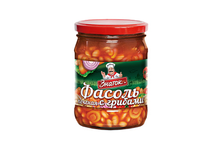 Фасоль ЗНАТОК 480гр Печеная с грибами ст/б 1/12шт