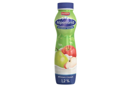 Напиток йогуртный ALPENlAND 290гр 1,2% Яблоко/груша 1/6шт Продукт без заменителя молочного жира