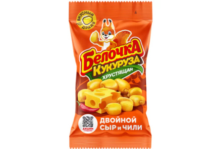 Кукуруза жареная БЕЛОЧКА 35гр Двойной сыр/чили 1/60шт