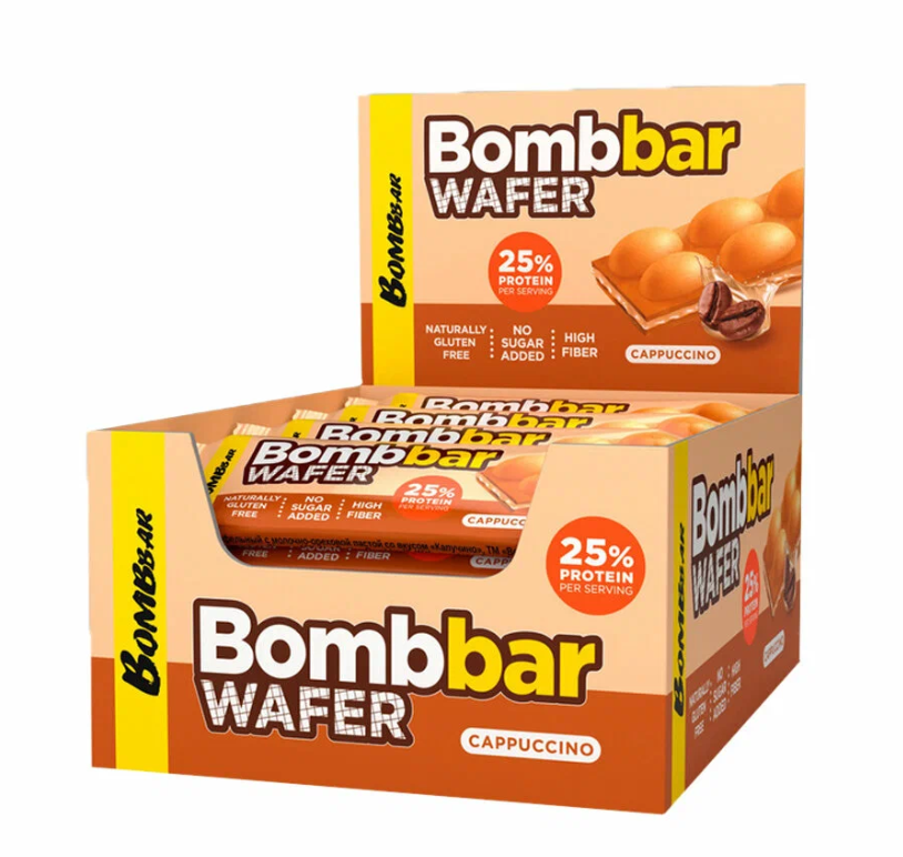 Батончик вафельный BOMBBAR 32гр Капучино 1/20шт