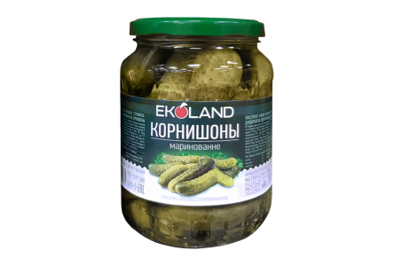 Корнишоны EKOLAND 720мл Маринованные лим/кислота ст/б 1/8шт