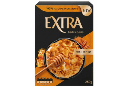 Хлопья EXTRA GOLDEN 250гр Мёд/корица 1/9шт