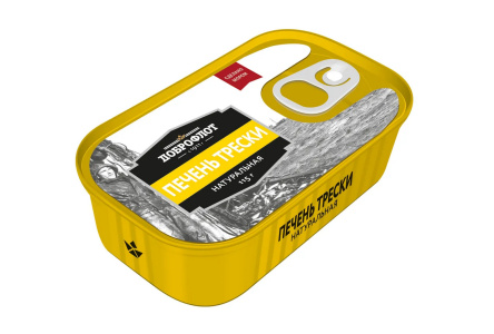 Печень трески ДОБРОФЛОТ 115гр Натуральная ж/б 1/12шт