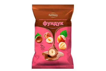 Конфеты NUT STORI 500гр Фундук в в молочной шок.глазури 1/8шт Яшкино