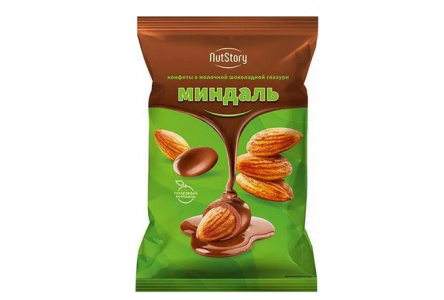 Конфеты NUT STORI 500гр Миндаль в молочной шок.глазури 1/8шт Яшкино