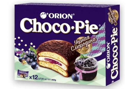 Печенье бисквитное ORION CHOCO PIE 240гр Черная смородина Дарк 1/12шт